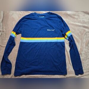 Wilbur Soot OS-1.2 Long Sleeve Rainbow Blue Crewneck Pullover Shirt size medium